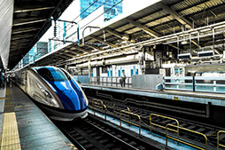 Bullet train in a station